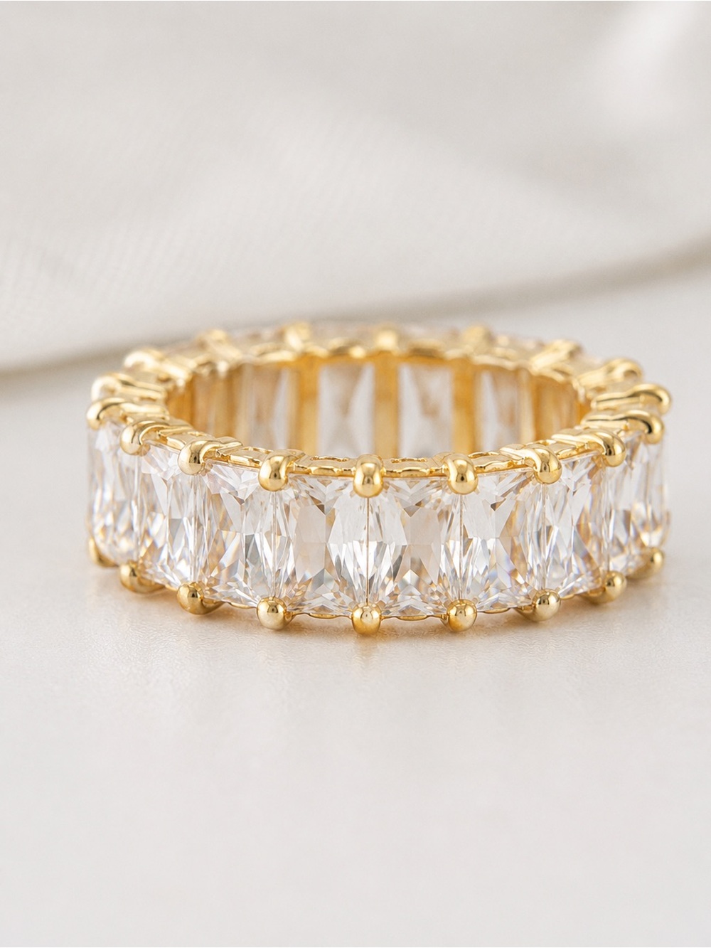 ATOLEA Gold Crystal Eternity Ring Size 5 NWT